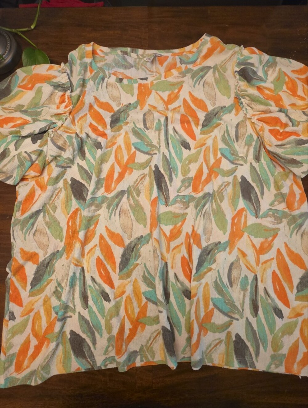 Cato Fashions Plus Size Tropical Watercolor Leaf Blouse - 22W/24W